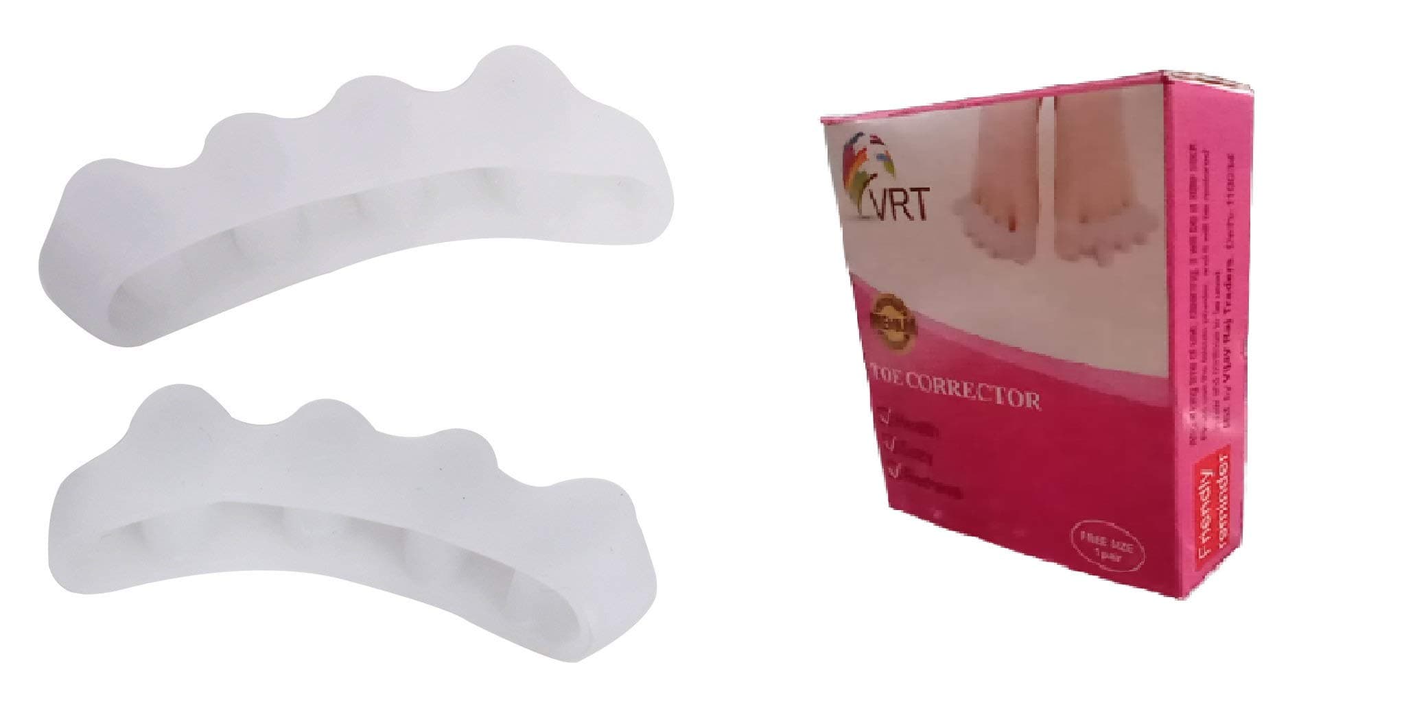 VRT® Silicone Gel Toe Separators, 5 Holes High Elastic Toe Straightener Hammer Hallux Valgus Corrector Pain Relief Toe Straightener Achilles Stretcher, Toe Separator Foot Care, Toe Spacers Bunion (White)