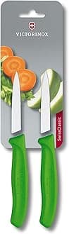 Victorinox Swiss Classic 2 Piece Paring Knife Set Straight Edge Pointed Tip - Green