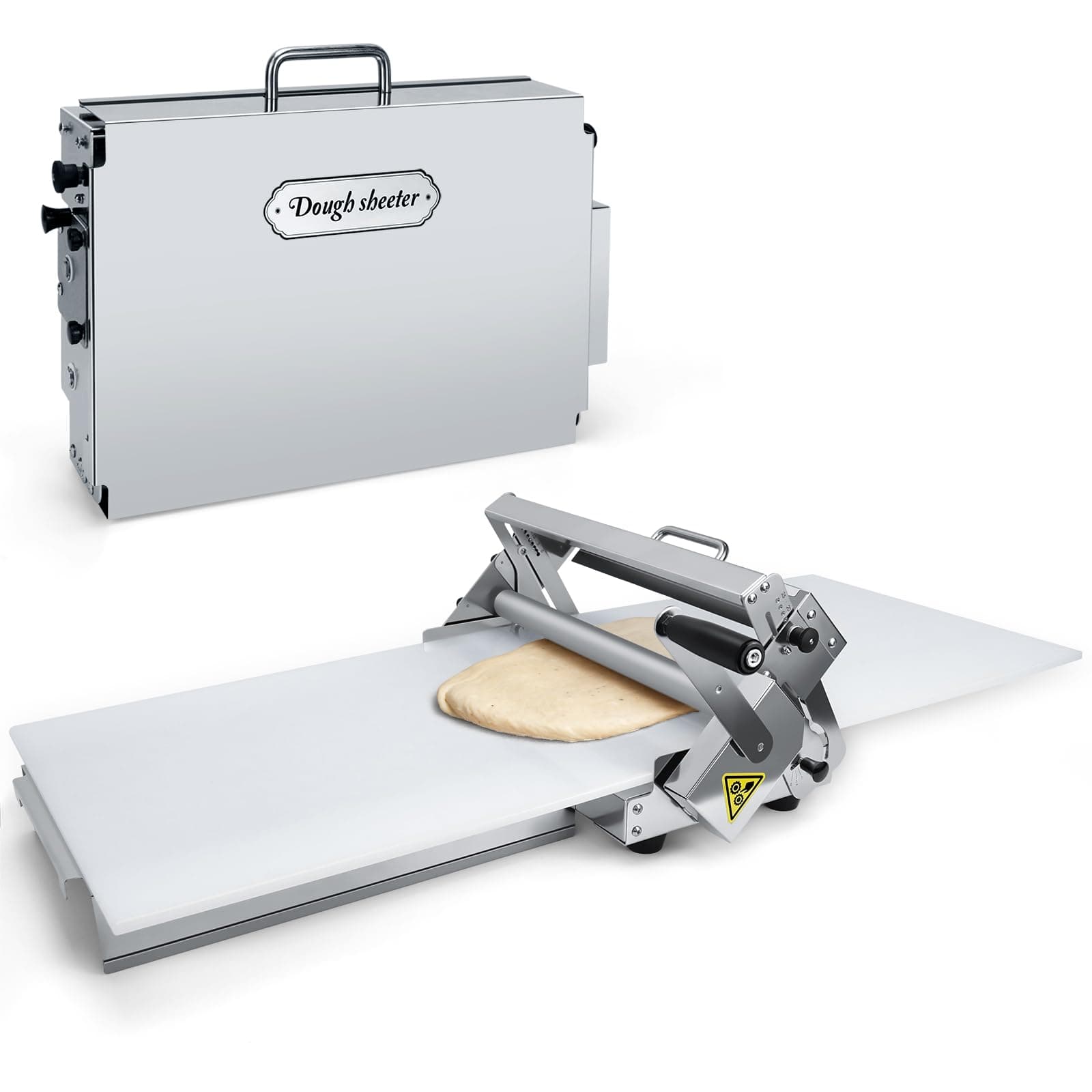 40.9''x15.5" Folding Dough Sheeter with Sheeter Board Manual Dough Roller Machine Stainless Steel Sheeter Thickness Adjustable