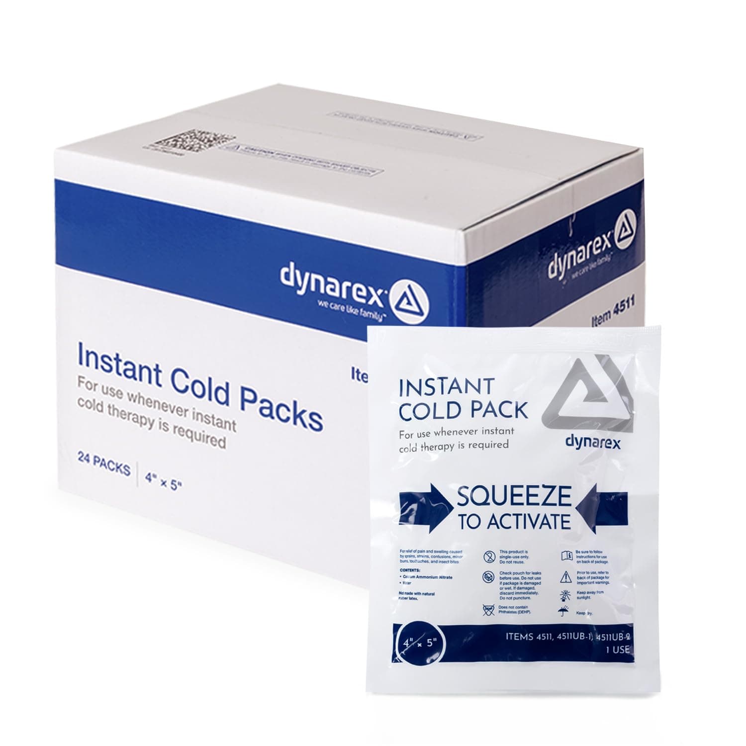 Instant Cold Packs - Disposable Cold Compress for First Aid - Portable and Conforms to Body Contours - Quick Activation - 4" x 5" - 24 Count