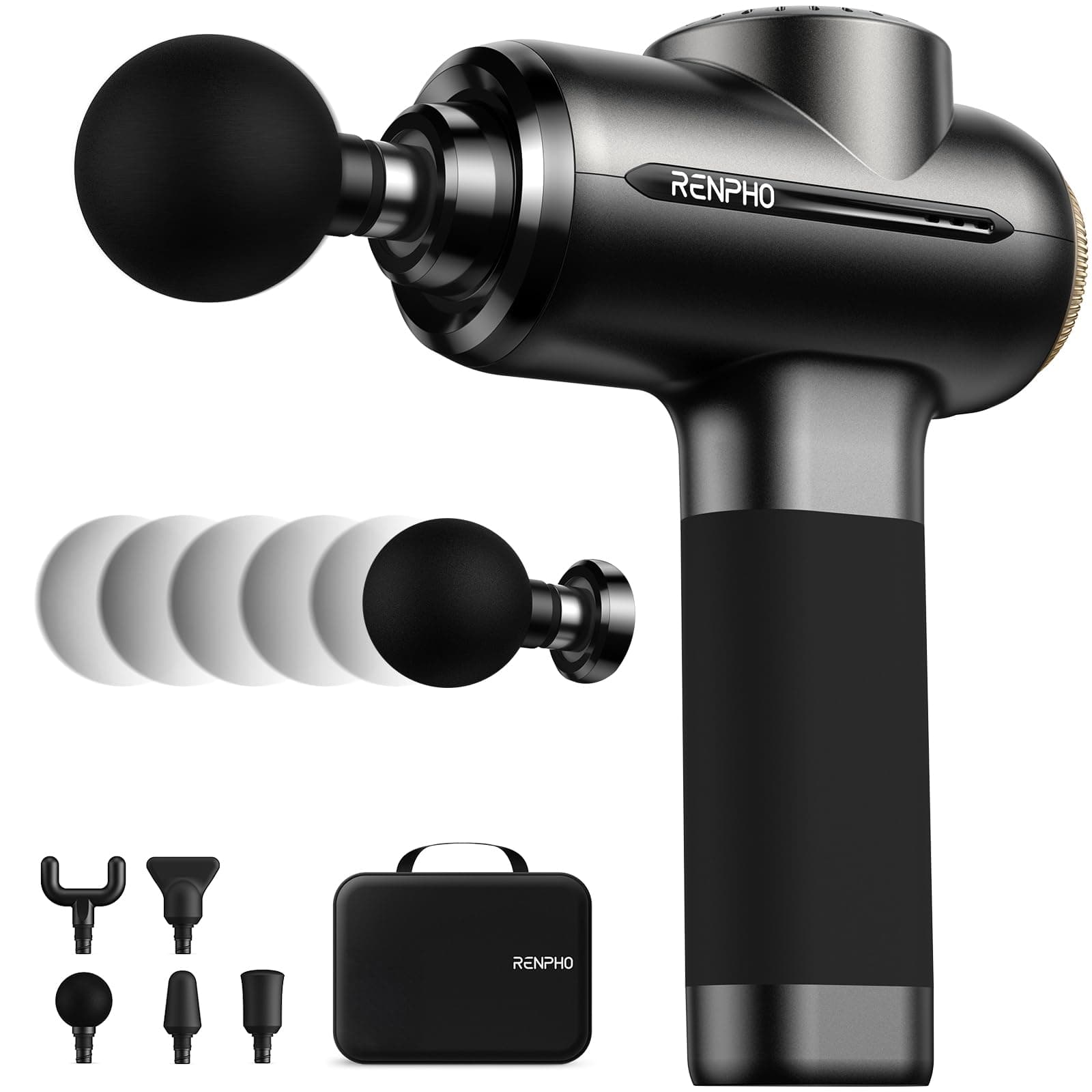 RENPHO Active Evo Massage Gun, Deep Tissue Back Massage with 8-12mm Adjustable Amplitude Heavy-Duty, FSA Approved, Percussion Professional Muscle Massager Gun for Athtetes & Home Use, HSA