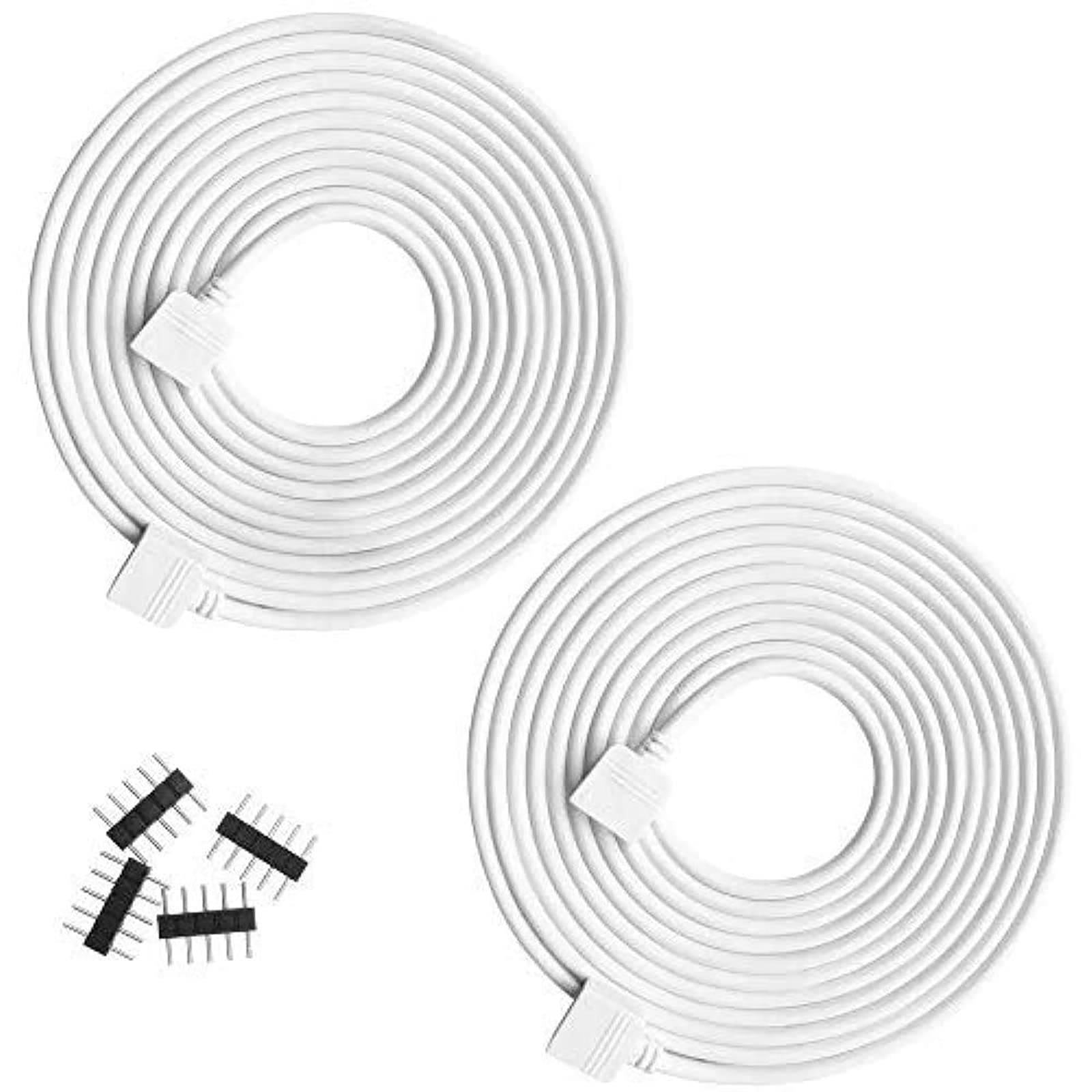 RGBZONE 2 Pack 5M 16.4ft 5pin Extension Cable Connect Female Plug to SMD 5050 RGBW LED Strip Light with Free 4pcs 5pin Connector
