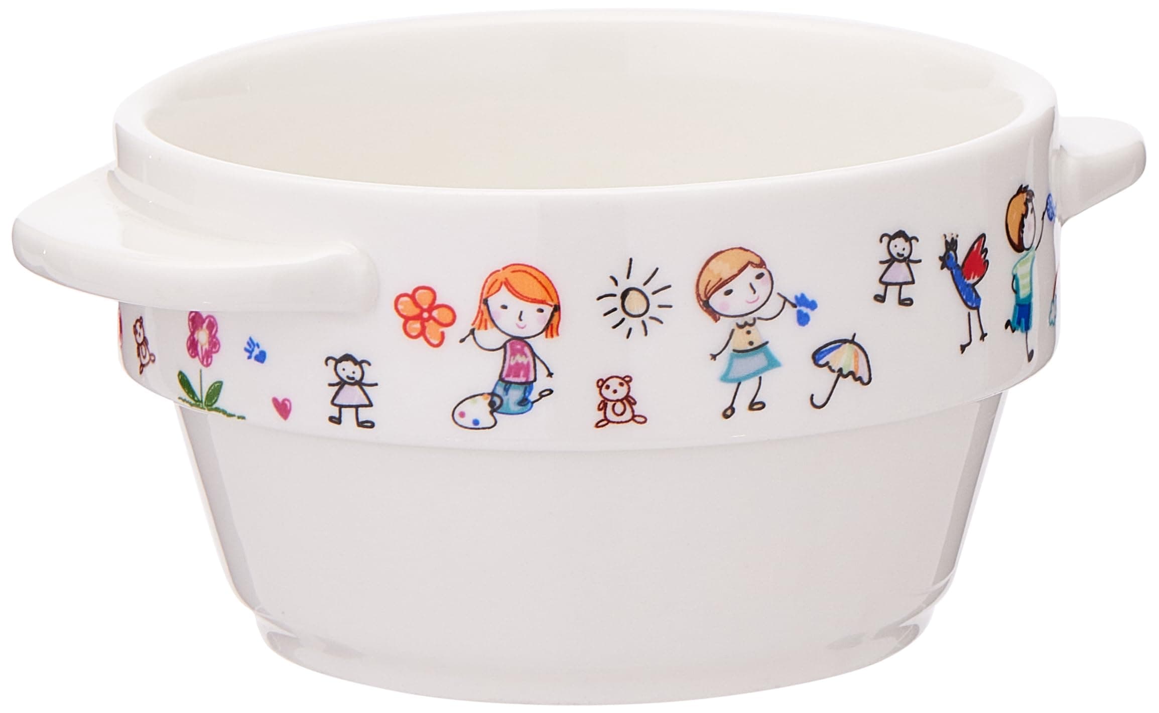Porcelain Stackable Kids Soup Cup with Handle, 4-Inch Size, Ivory