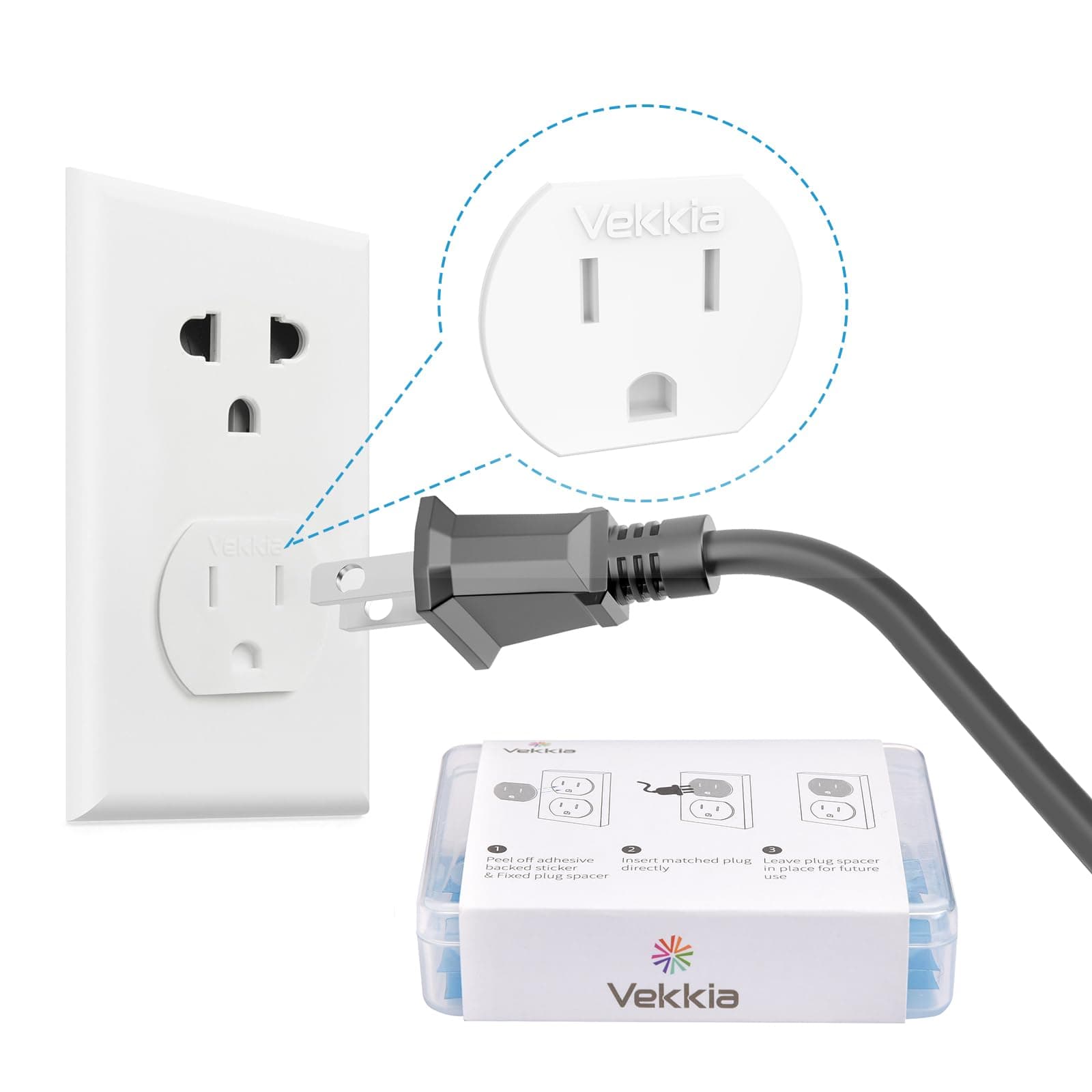 VekkiaLoose Outlet Fix Plug Spacers, Keep Your Loose Socket Jack Snug for Power Plug，Plug Fixer Stickers Prevent Extender, Adapter from Falling Out Easily or Cutting Off Electricity (10 PCS)