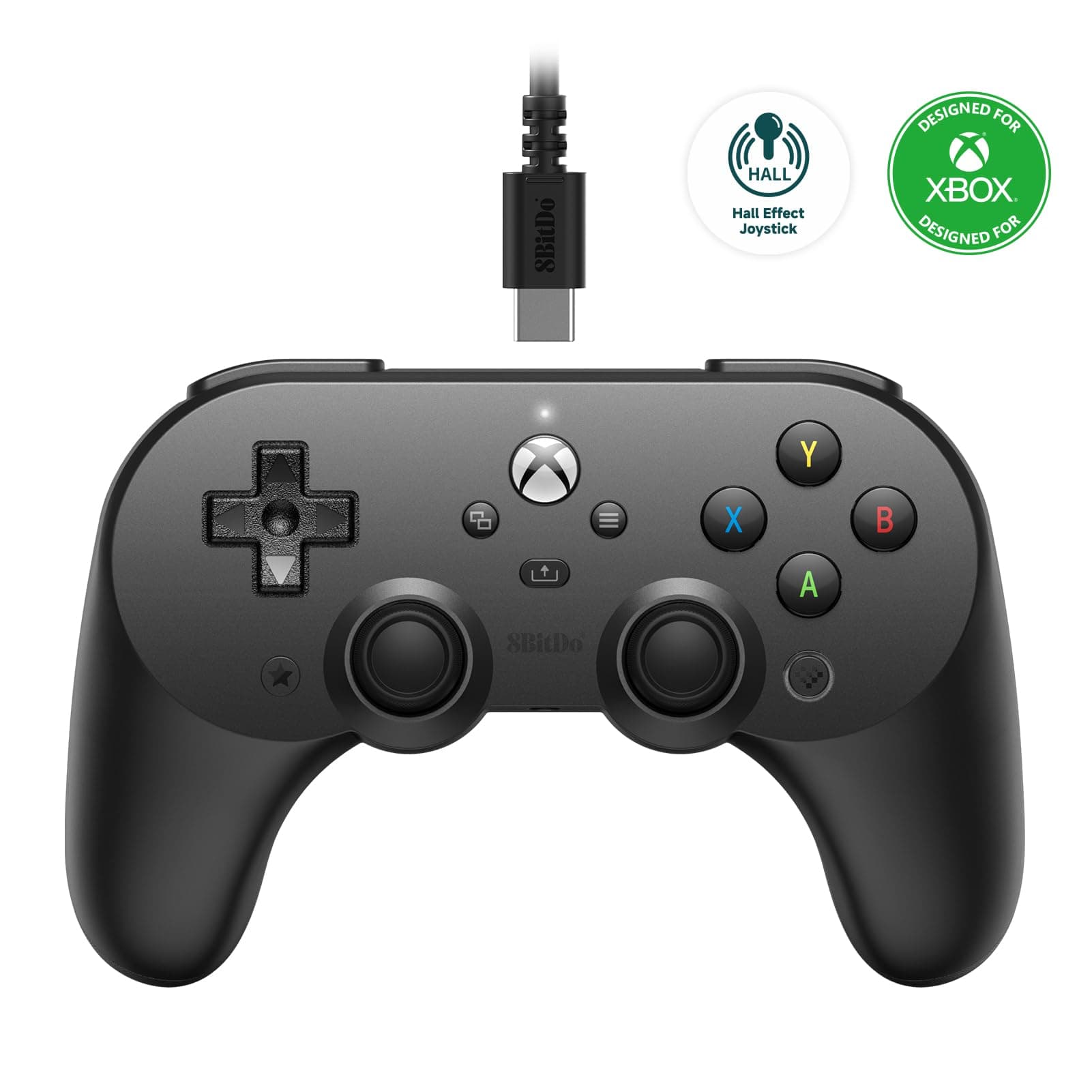 - 8Bitdo Pro 2 Wired Controller for Xbox, Hall Effect Joystick Update, 3.5mm Audio Jack, Compatible with Xbox Series X|S, Xbox One, Windows 10/11 - Officially Licensed (Black)