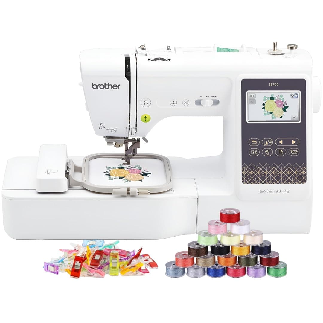 Brother SE700 Elite Computerized LCD Touchscreen Sewing and Embroidery Machine Bundle with Sewing Bundle (3 Items)