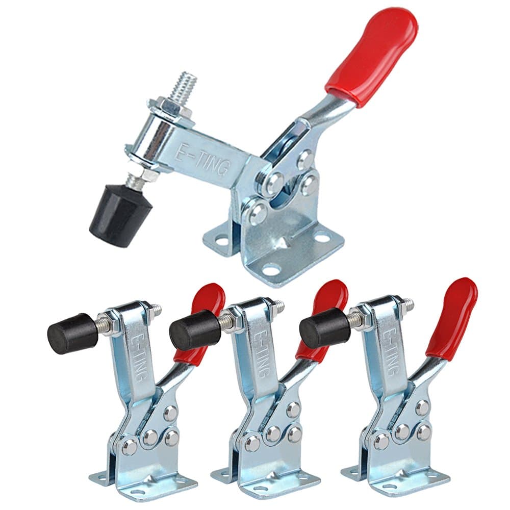 E-TING 4pcs Hand Tool 201B Toggle Clamp 198Lbs Antislip Red Horizontal Clamp 201-B Quick Release Tool