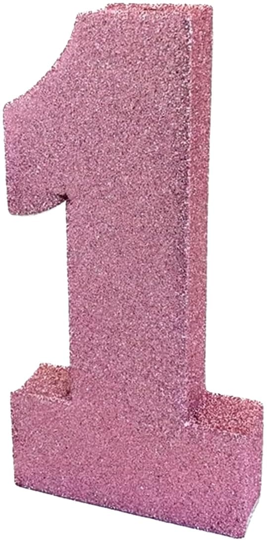 Number 1 Glitter Table Decoration Light Pink| First Birthday Table Centrepiece | Table Decorations Centrepiece | 1st Birthday Decorations | Pack of 1 | 20cm |H106 | 1st birthday decorations for girls