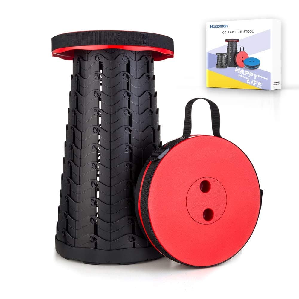 Upgraded Folding Stool Lightweight Yet More Sturdy with Load Capacity 400lbs Portable Collapsible Stool Retractable Stool for Camping Fishing Hiking BBQ - Assorted Color