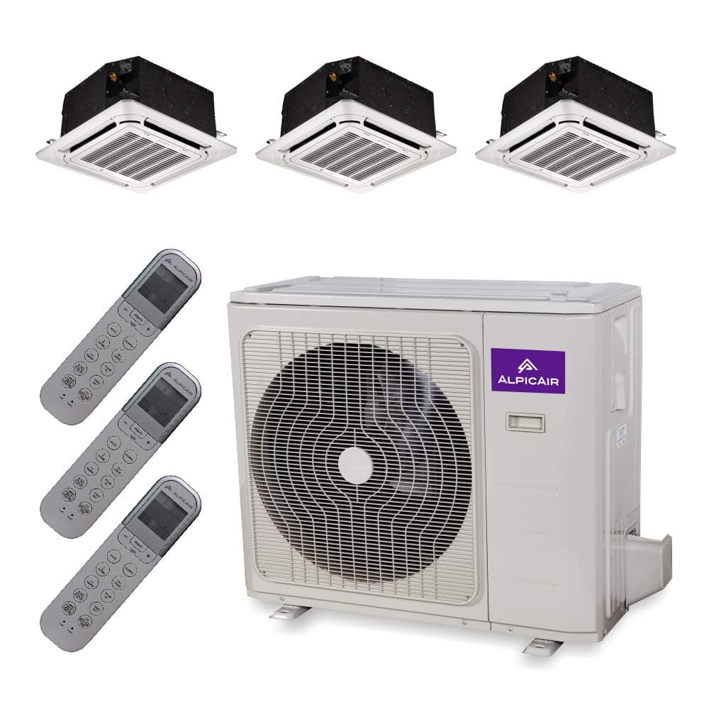 +Multi Tri-Zone 27,000 BTU Ceiling Cassette Heat Pump System (12k+12k+12k)