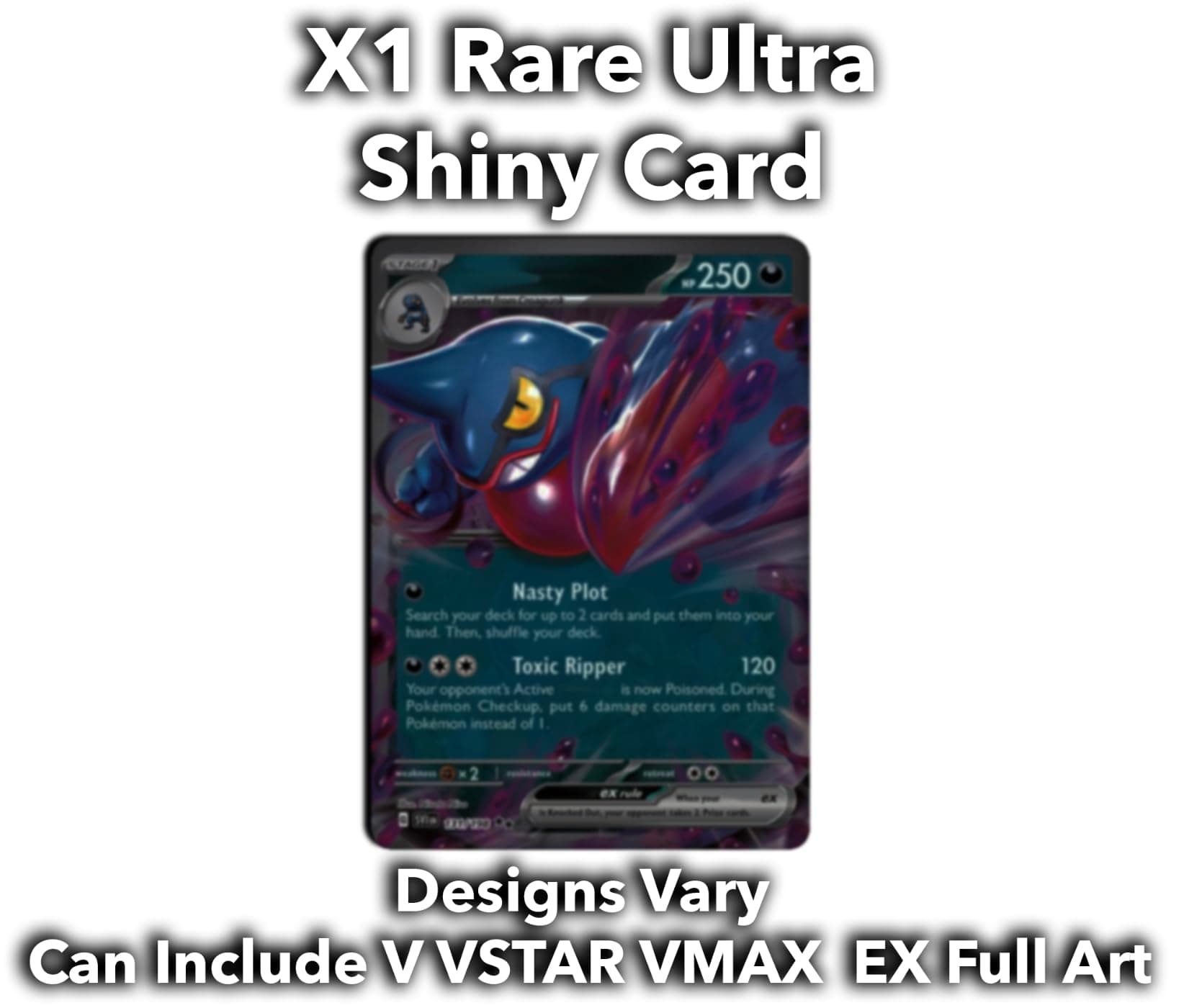 The Toy Box Ultimate Shiny Card Bundle - 50 Random Cards Guaranteed 10 Holos + 1 Ultra Rare Card Plus Card Compatible with Pokemon TCG