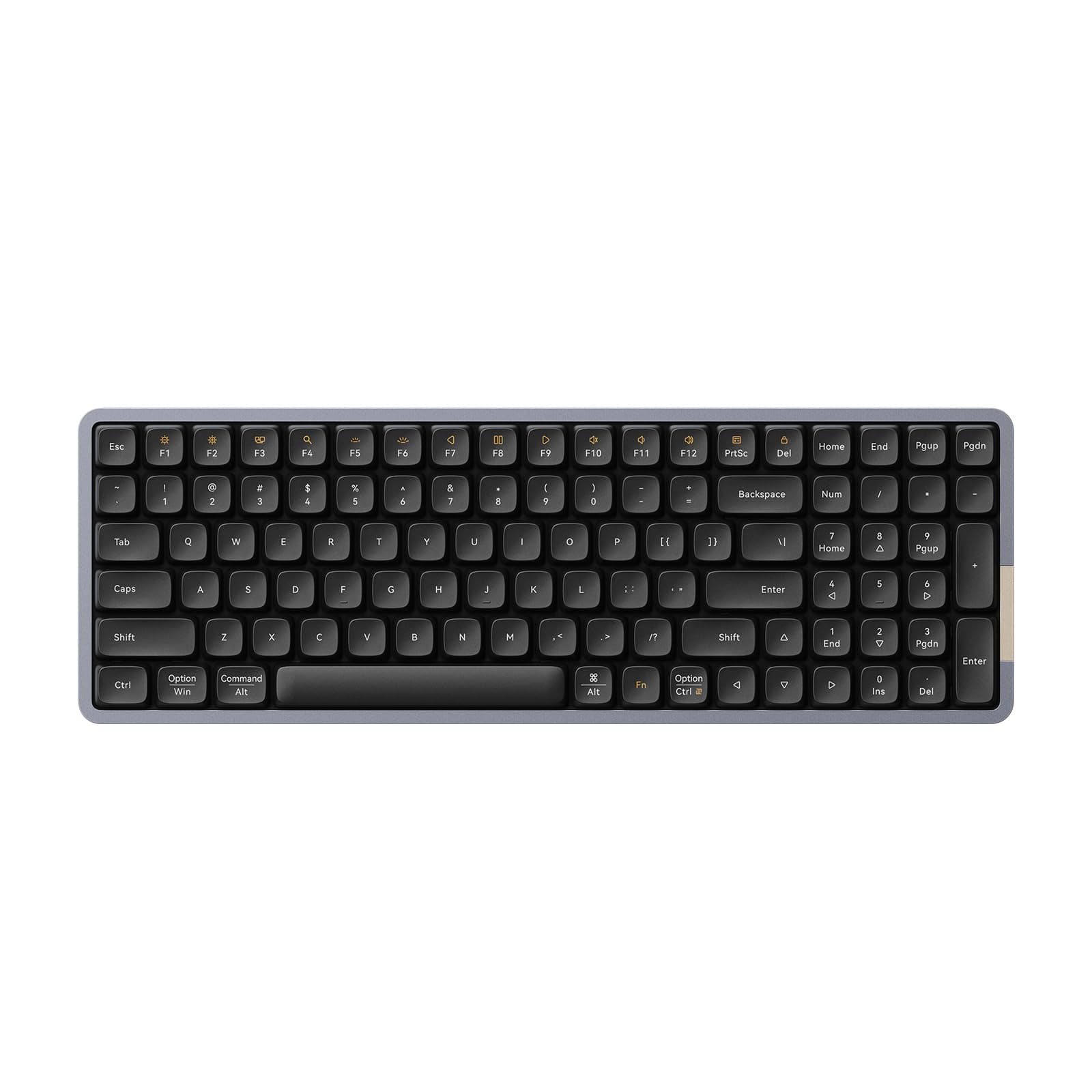 Flow Low Profile Mechanical Keyboard, 100 Keys Rechargeable Wireless Keyboards with Bluetooth and Wired Connection for Windows, Mac OS/Black Phantom Tactile Switches