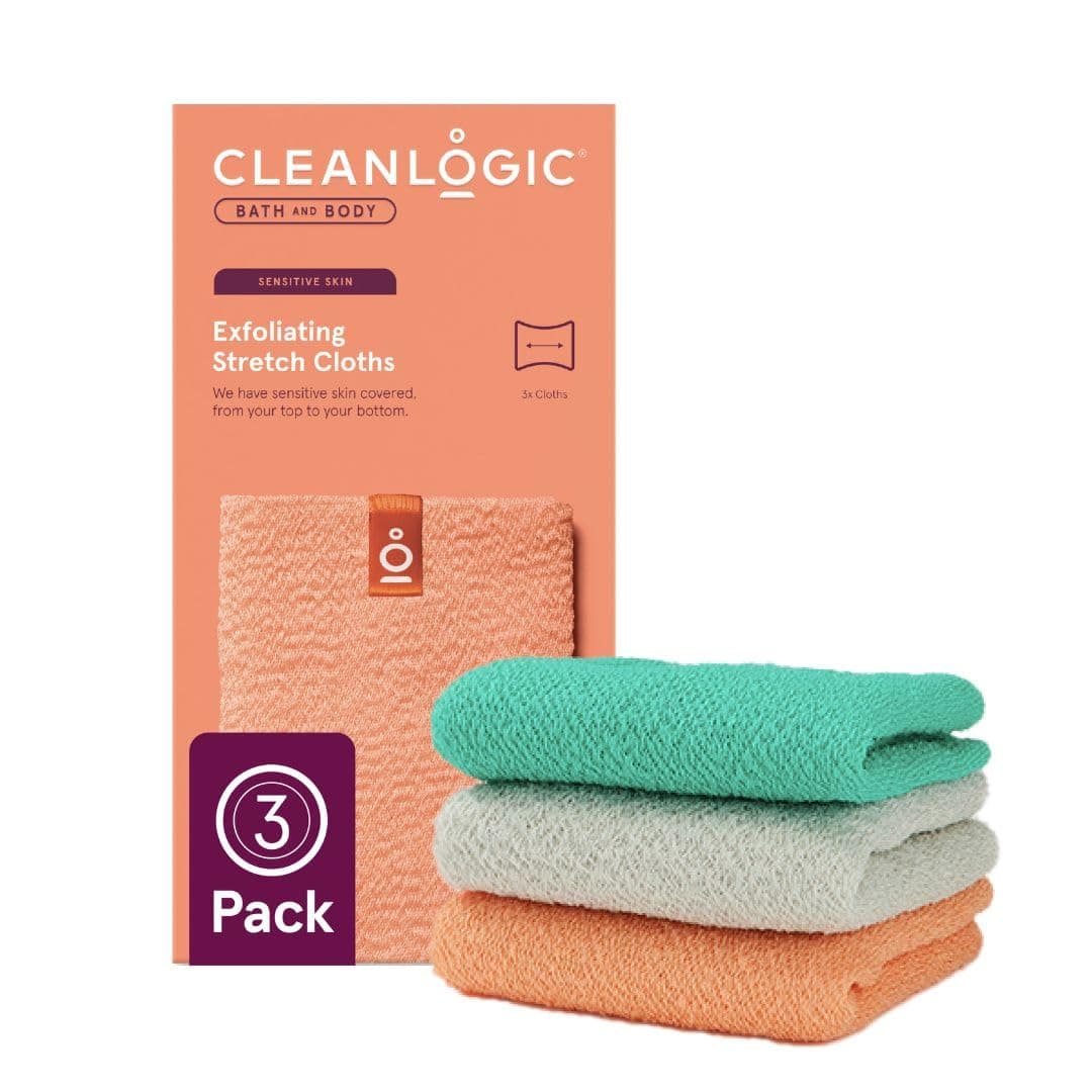 Cleanlogic Bath and Body Exfoliating Stretch Cloth Sensitive, 3 count