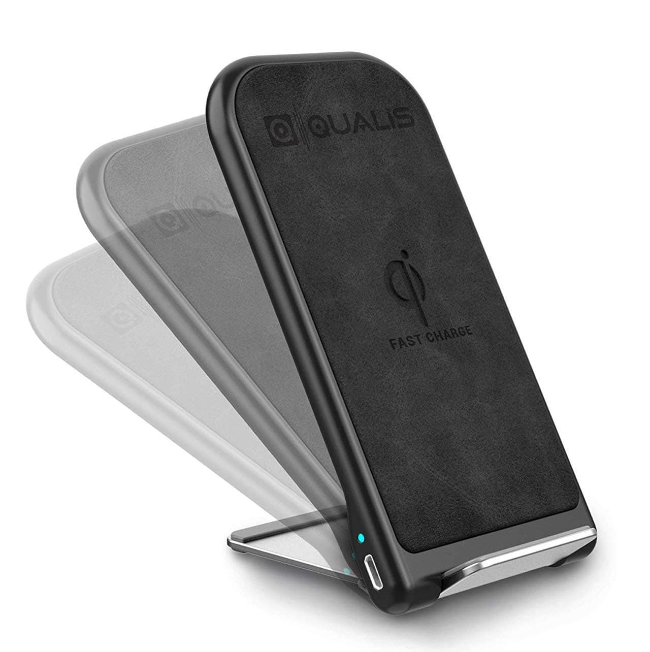 Qualis Fast QI Charger, Wireless Charging Stand, Foldable Pad Design, Inductive Certified 10W Charge, Compatible with iPhone X XR Xs 8+ Plus and Samsung Galaxy S9 Plus Note 8/5 S8 S7 Edge, Black New