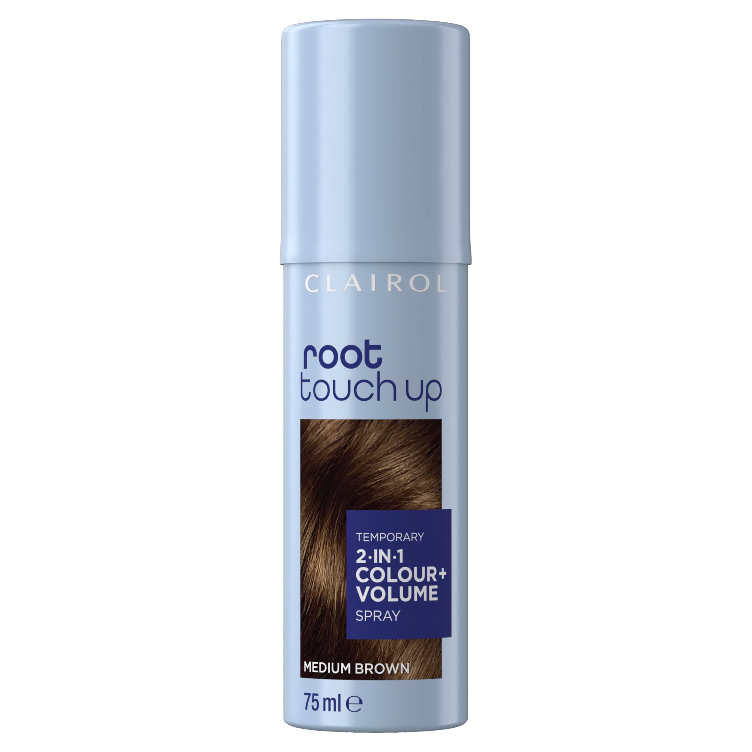 Clairol Root Touch Up Spray, Temporary Grey Coverage & Volume 2-in-1 Spray, Medium Brown, 75ML
