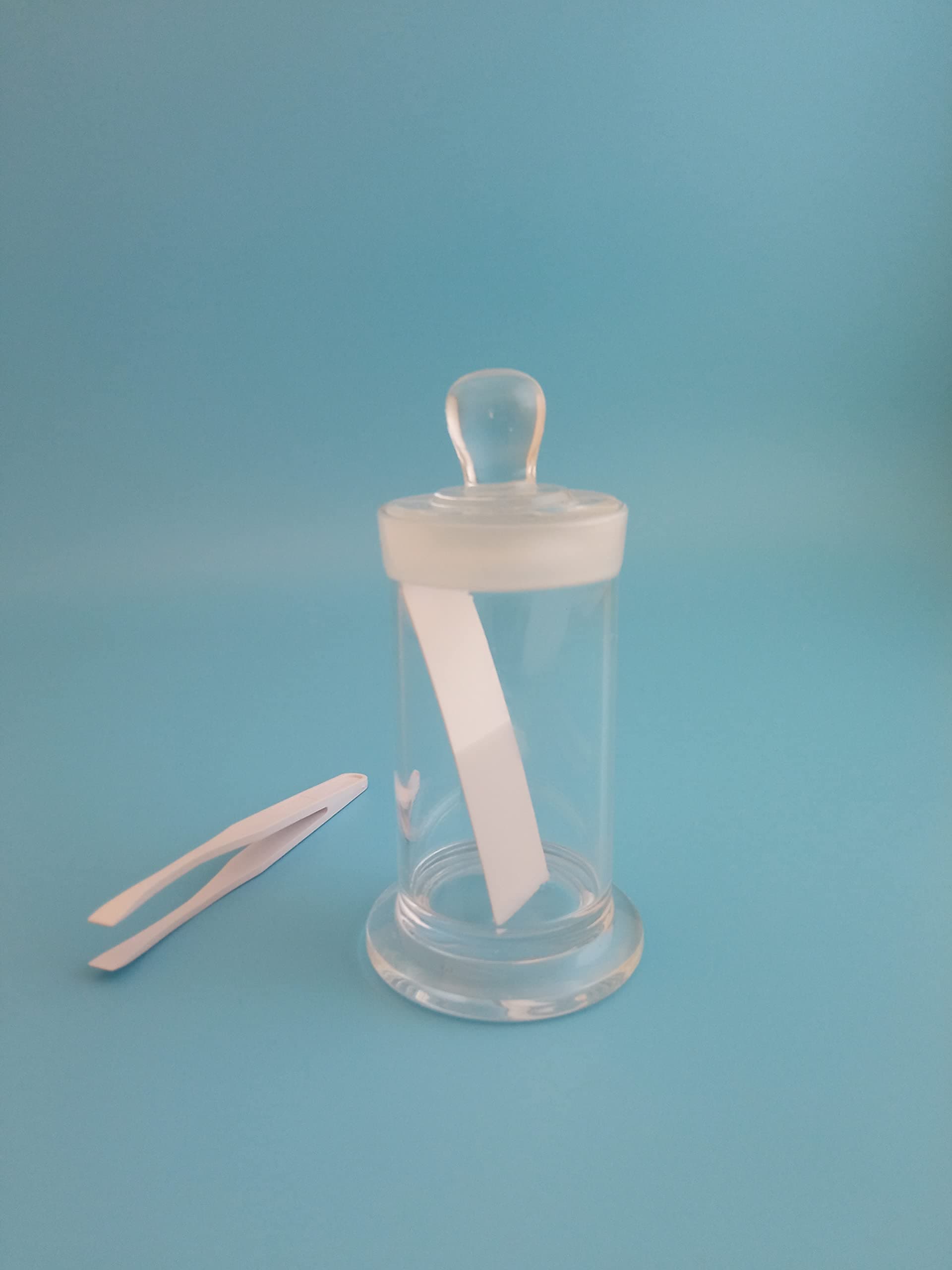 TLC Developing Glass Jar Bottle for TLC Strips (w/Sample Strips & Forceps incl.) Small Cylindrical Tank Chamber 4.5cm I.D. AAdvance Instruments (7.5 cm x 4.5 cm)