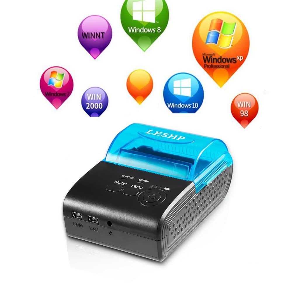 Bluetooth Printer, LESHP 58mm High-Speed Printing Mini Portable Wireless Receipt Thermal Printer USB POS Printer Compatible for iOS Android System Mobile