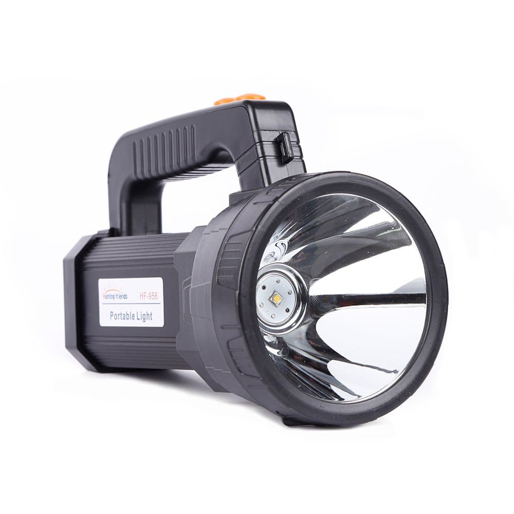 Rechargeable Searchlight Handheld 3 Modes LED Tactical Flashlight with CREE L2 Spotlight 6000 Lumens Ultra-long Standby Electric White Light Torch with USB OUTPUT (Black)