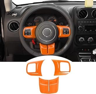 JeCar Interior Steering Wheel Decoration Trim Kits For Jeep Wrangler 2011-2017 JK & Unlimited/Patriot Compass 2011-2016 & Grand Cherokee 2011-2013, Orange