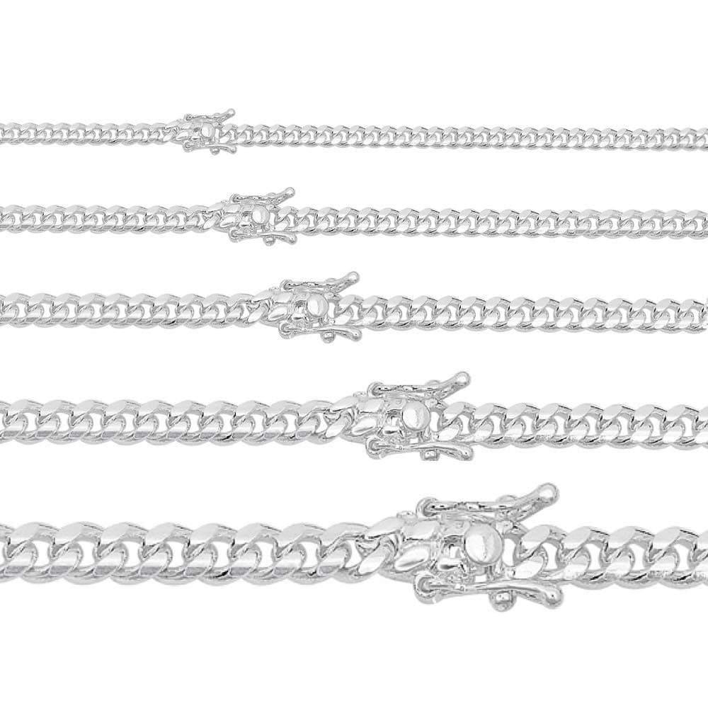 HarlemBling Miami Cuban Link Chain Or Bracelet - Solid 925 Silver Necklace - Box Lock Cuban Link 4-10.5mm (20, 4mm Wide)