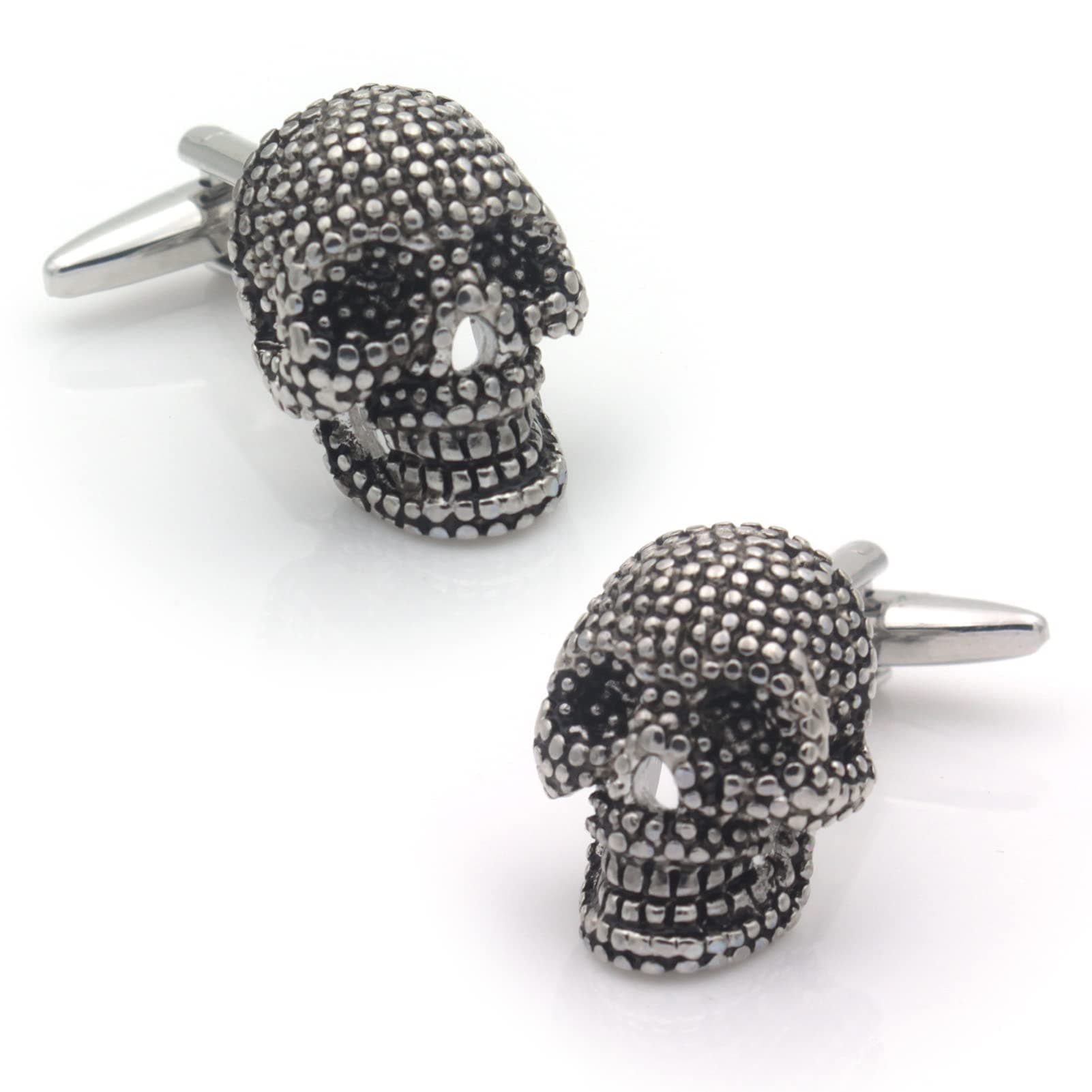 3D Gothic Silver Skeleton Skull Mens Gift Goth Cuff Links