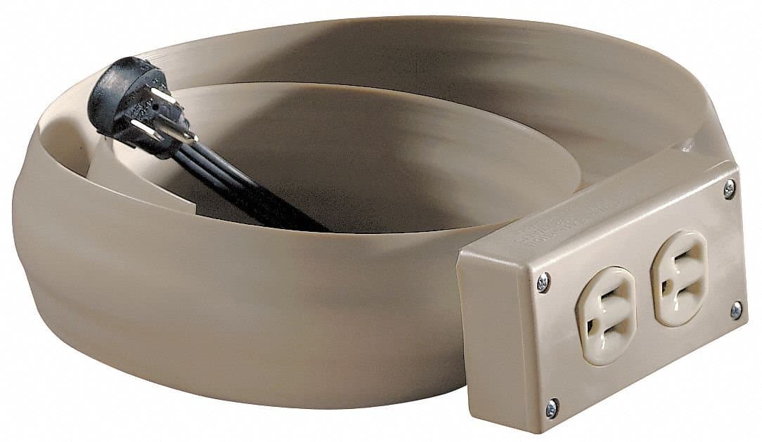 FLEXIDUCT 10 ft, 8 ft. Covered 300VAC Indoor Power Extensions with Cord Cover, Black; No. of Outlets: 2