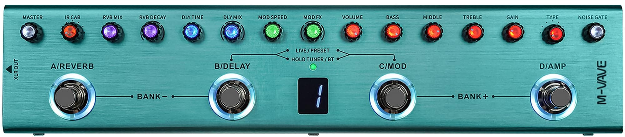 Pure Digital Multi Effects Guitar Pedal Effector Reverb Delay MOD AMP Built in Rechargeable Lithium Battery