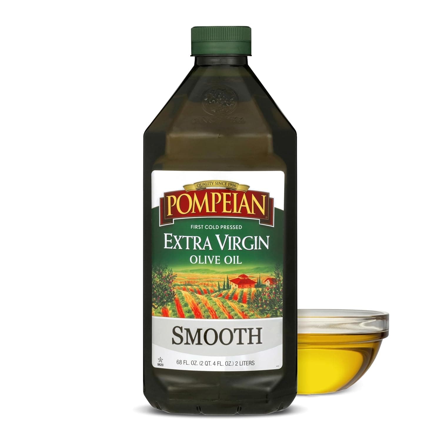 Smooth Extra Virgin Olive Oil - 68 fl oz - 2 L - First Cold Pressed Olive Oil for Cooking - Smooth Taste for Sauteing, Stir-Frying, and Baking