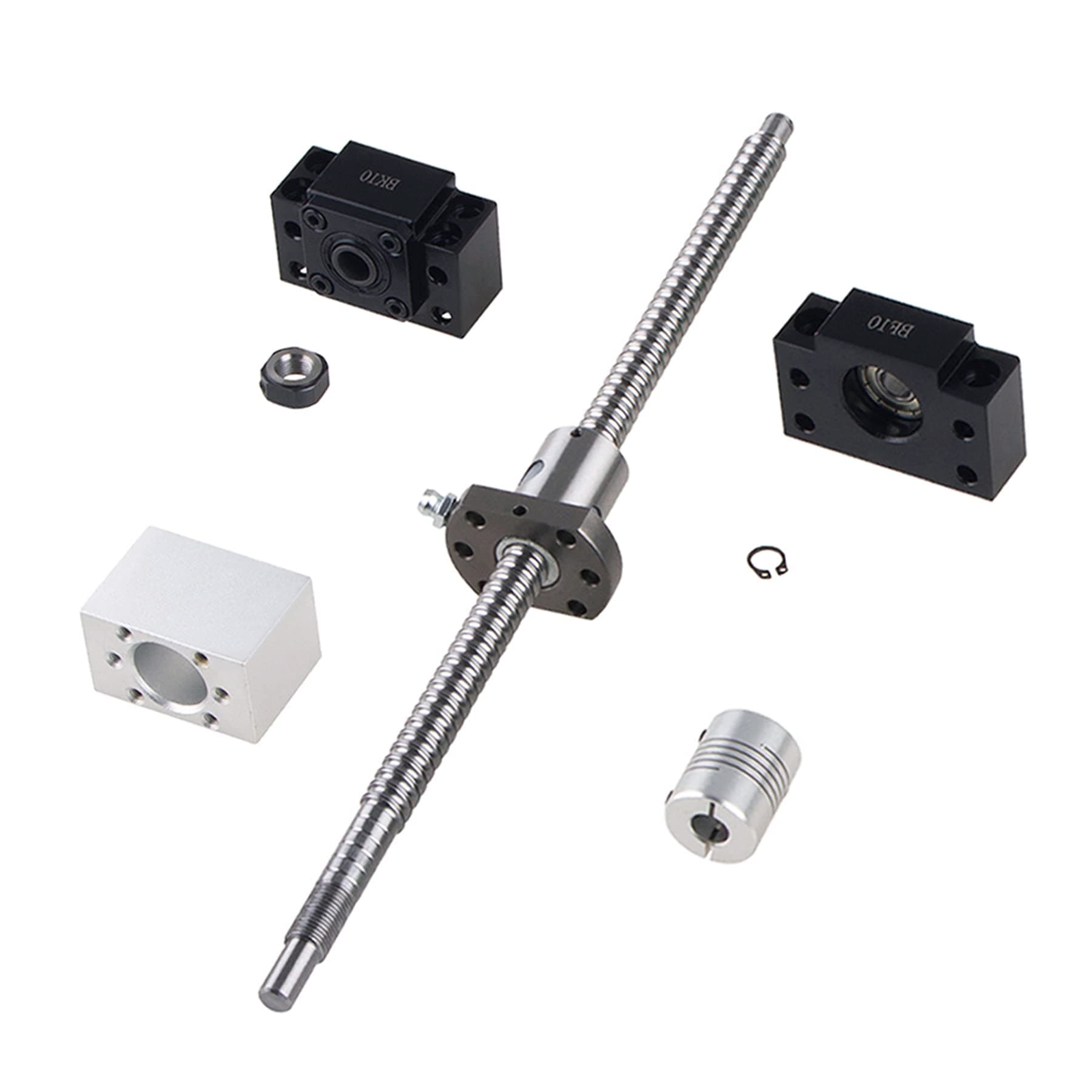 ANWOK CNC Part Ball Screw SFU1204-250mm(9.84 inch) with A Ball Nut and Machining AntiBacklash+ Coupler+BK/BF10 BallScrew End Supports+1204 Ball Screw Nut Housing