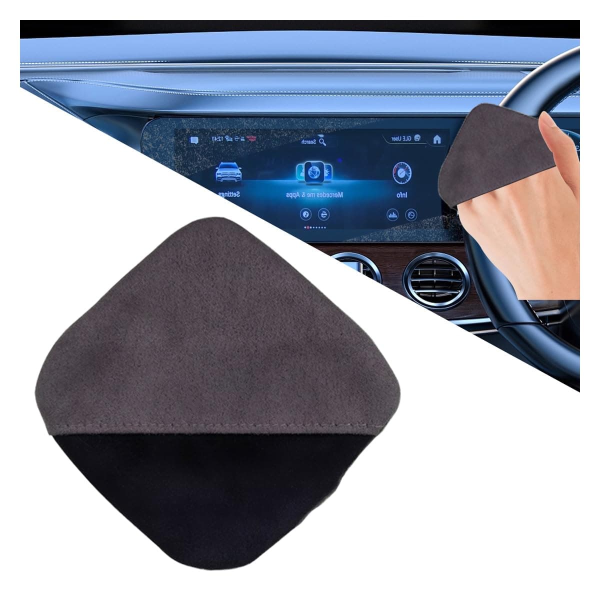 Square Car Touch Screen Cleaner Cloth, Microfiber Cleaning Pad Car Cleaning Wipes, Vehicle Screen Cleaner Tool Car Interior Cleaning Cloth for Car Dashboard Display Electronic Devices (Square)
