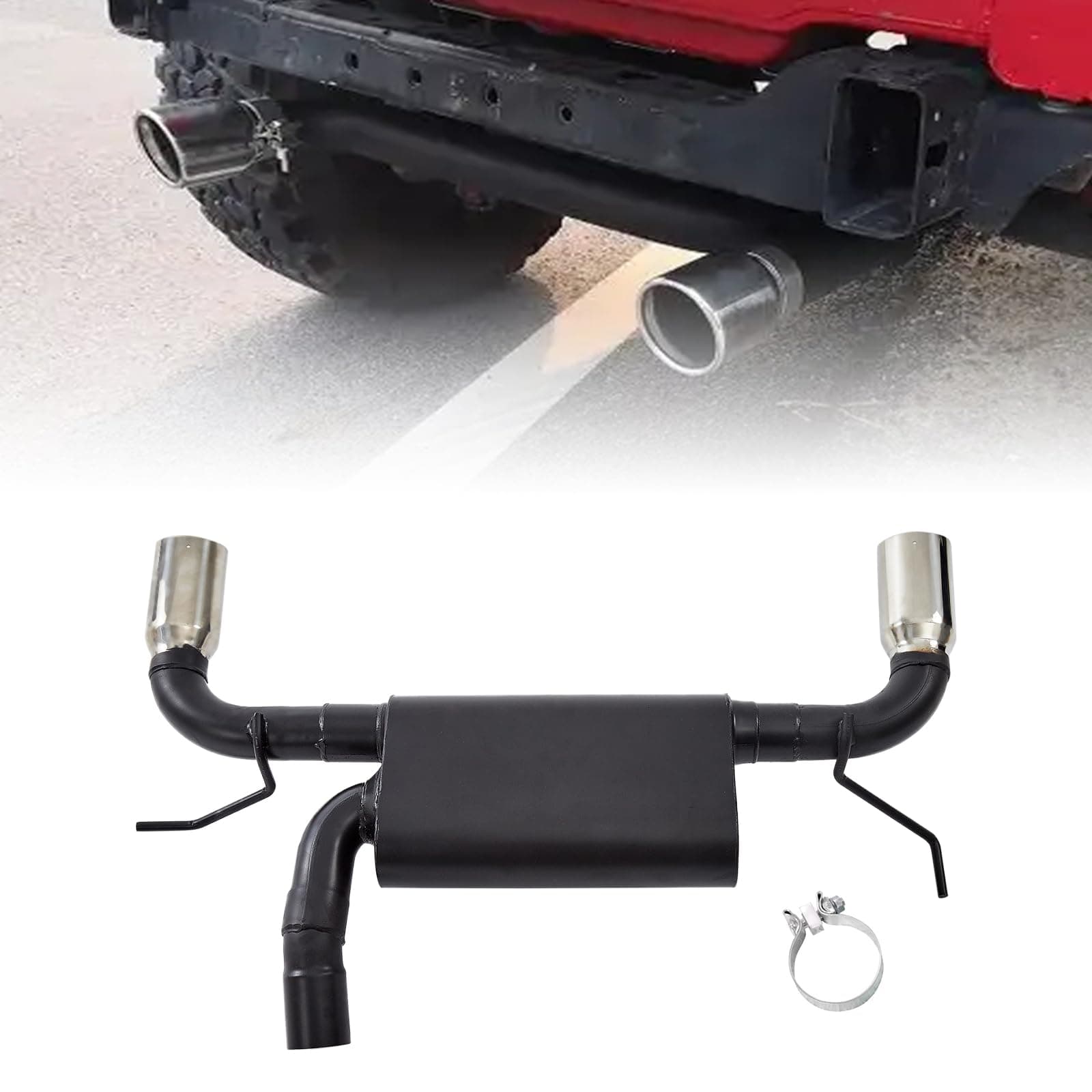 Exhaust Muffler System Cat-Back,Dual Walled Tip 2007-2017 Wrangler JK Exhaust Muffler Kit,Black