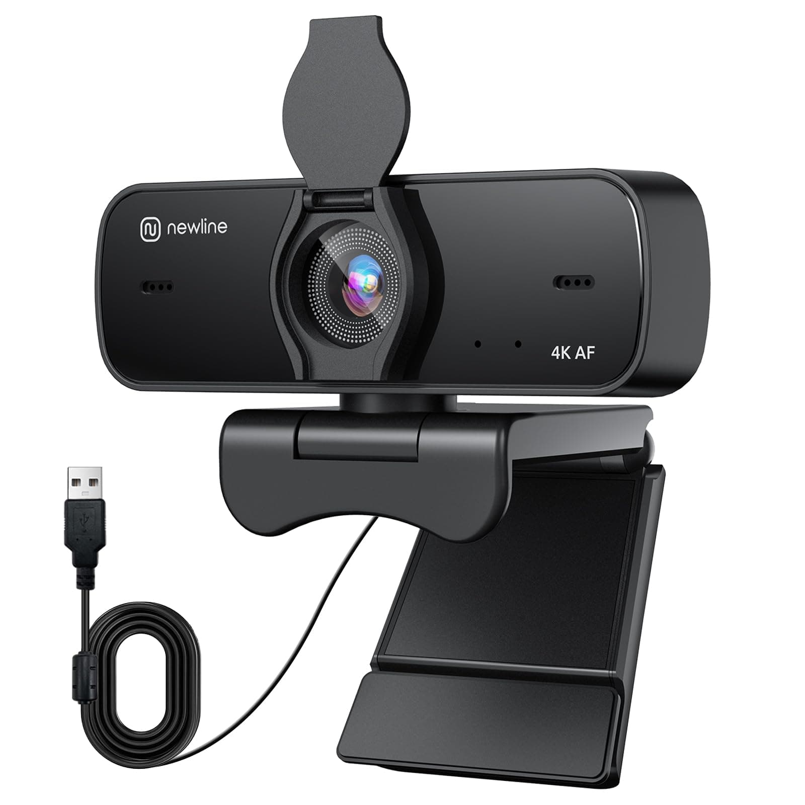 N newline 4K Webcam for PC, 4K UHD USB Webcam with Microphone, New Upgraded Auto Focus, Low Distortion, Privacy Cover, PC Camera for Zoom, Skype, Teams, Laptop, Conferencing, Calling, NewEye 60s
