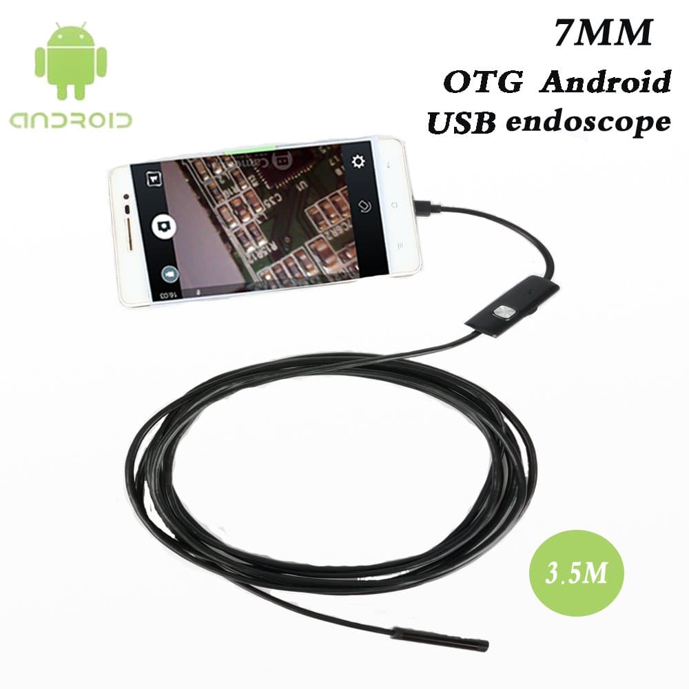 7mm USB Endoscope Borescope Inspection Snake Camera OTG Micro USB Endoscope with 6 Adjustable LEDs Waterproof Inspection Camera for Android (3.5M Cable)