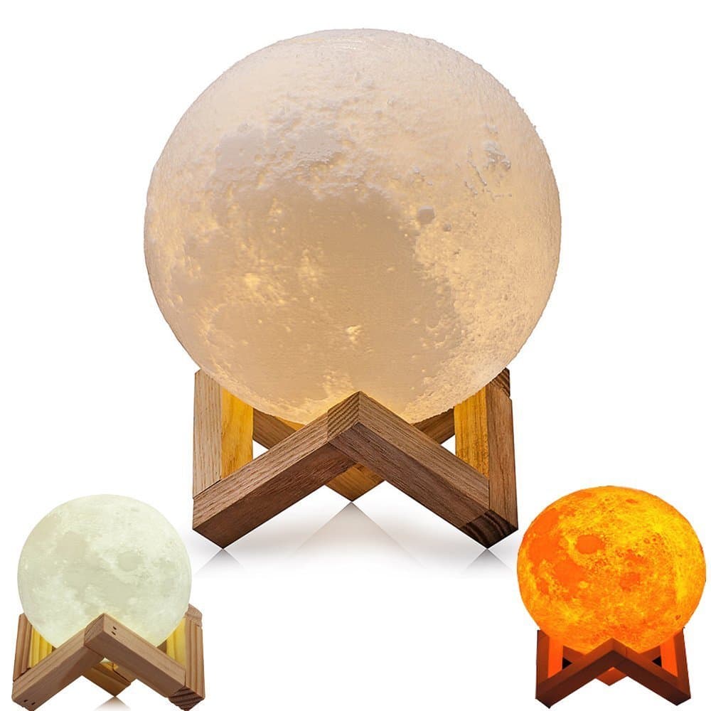 Night Light LED 3D Printing Moon Light 5.9 Inch Touch Control Brightness Rechargeable with USB Charging Cable for Christmas Gift Home Decorative Baby Night Light