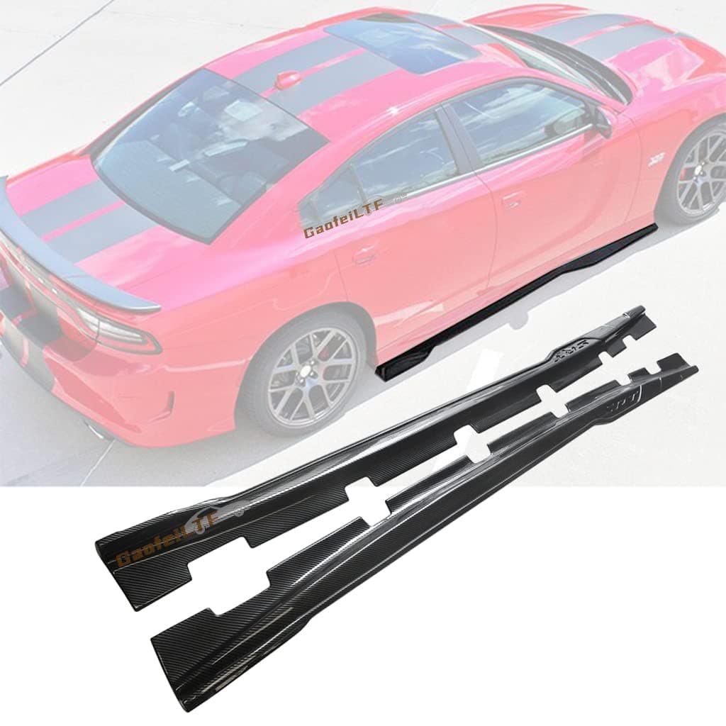 Side Skirts Fit for Charger RT SRT Scat Pack Hellcat 392 2015-2022 Carbon Fiber Look Sideskirt Rocker Panel Extension Body Kit Pair