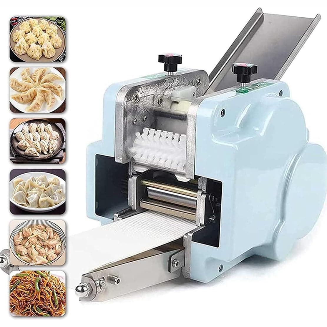 Automatic Dumpling Skin Machine, Multifunctional Commercial Spring Roll/Pierogi/Ravioli/Momo Skin Maker Dough Sheeter, Dumpling Wrapper Maker with 80mm Round Mold