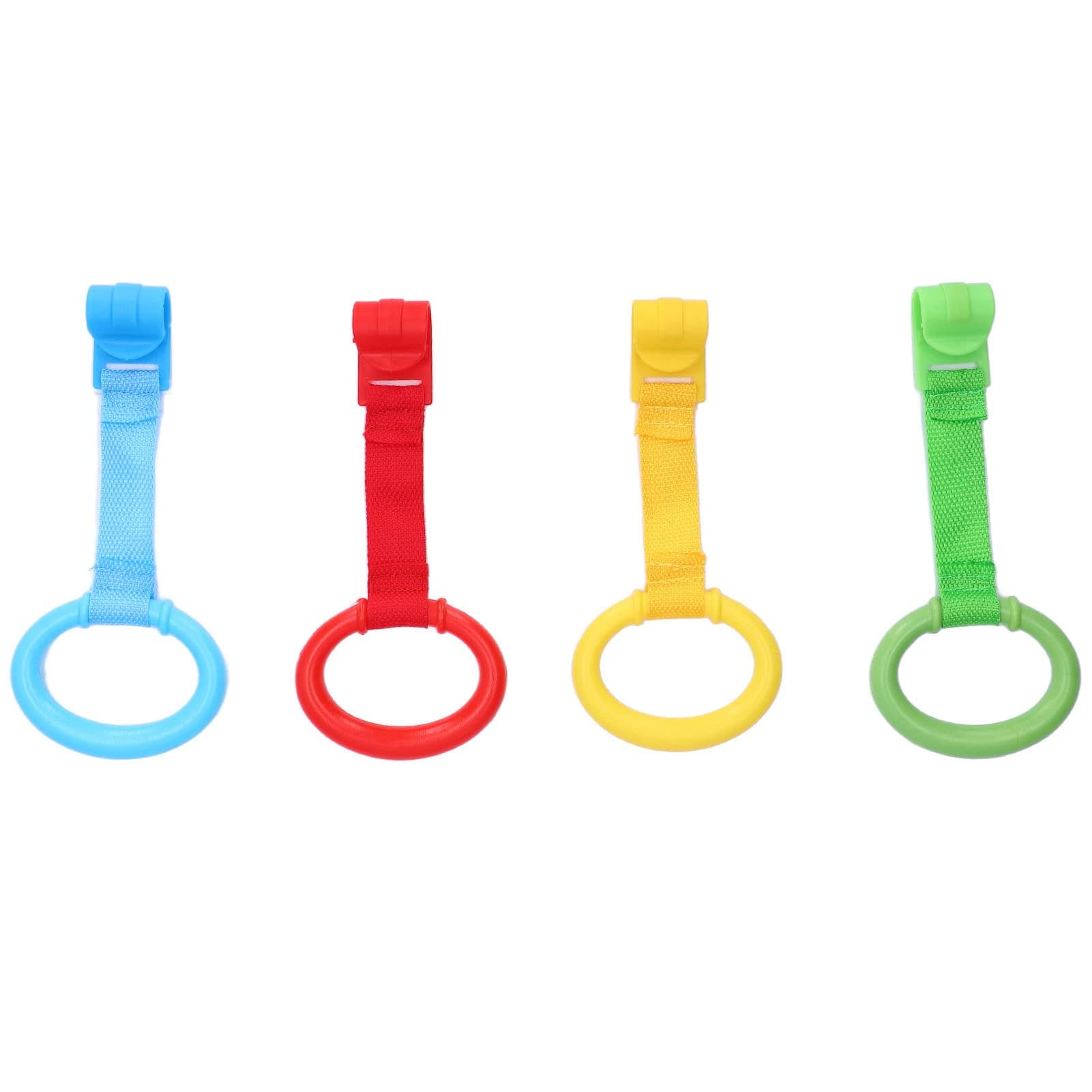 GOEI Baby Pull Up Rings, 4Pcs Baby Crib Pull Rings, Stable Comfort Baby Bed Stand Up Rings in Different Colors, Ergonomic Baby Standing Walker for Kids, Toddler Walking Training