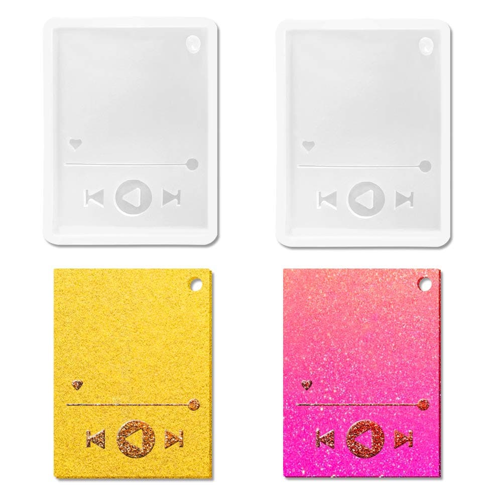 2 pcs Media Player Mold, AIFUDA Resin Silicone Casting Molds for Keychain, Pendant and Decoration Supplies