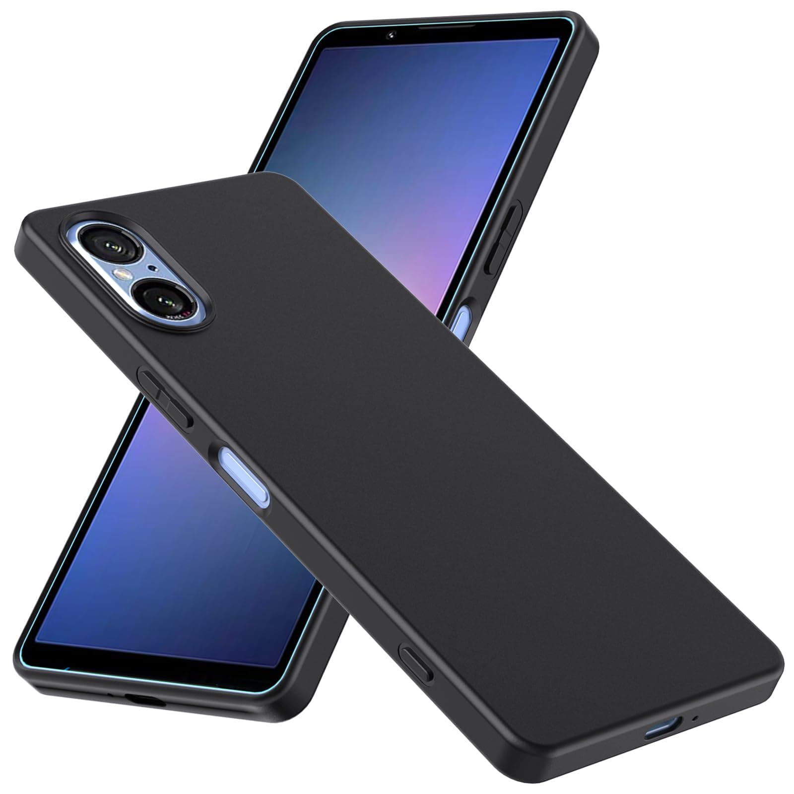 WFTE Case Compatible with Sony Xperia 5 V Case Soft TPU Ultra-Slim Stylish Protective Cover for Sony Xperia 5 V Phone Case[Drop Protection, Non-slip] - Matte Black