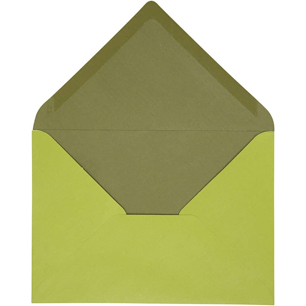 Envelope, Size 11,5x16 cm, 100 g, Dark Green/Lime Green, 10pcs