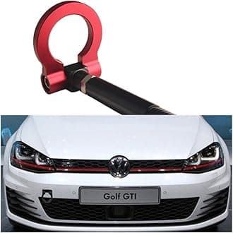 JDM Aluminum Track Racing Front Rear Bumper Car Accessories Auto Trailer Ring Eye Towing Tow Hook Kit Red Screw On For Volkswagen MK7 VII Golf GTi 2015-Up