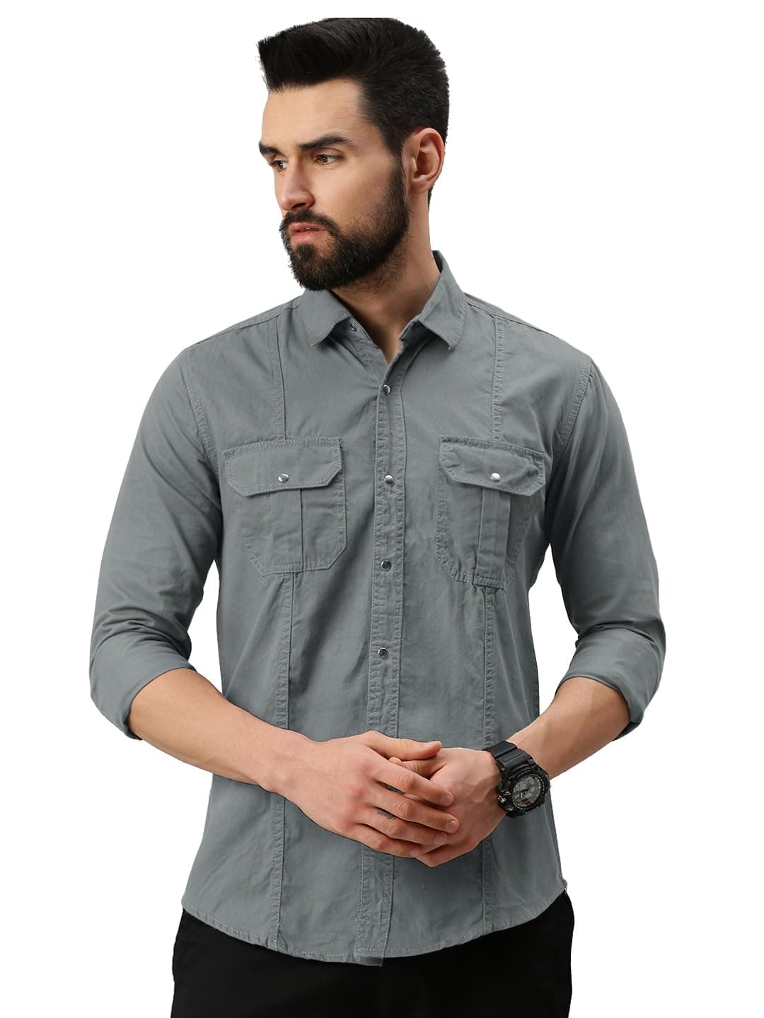PeppyzoneMen's Regular Fit Cargo Shirt