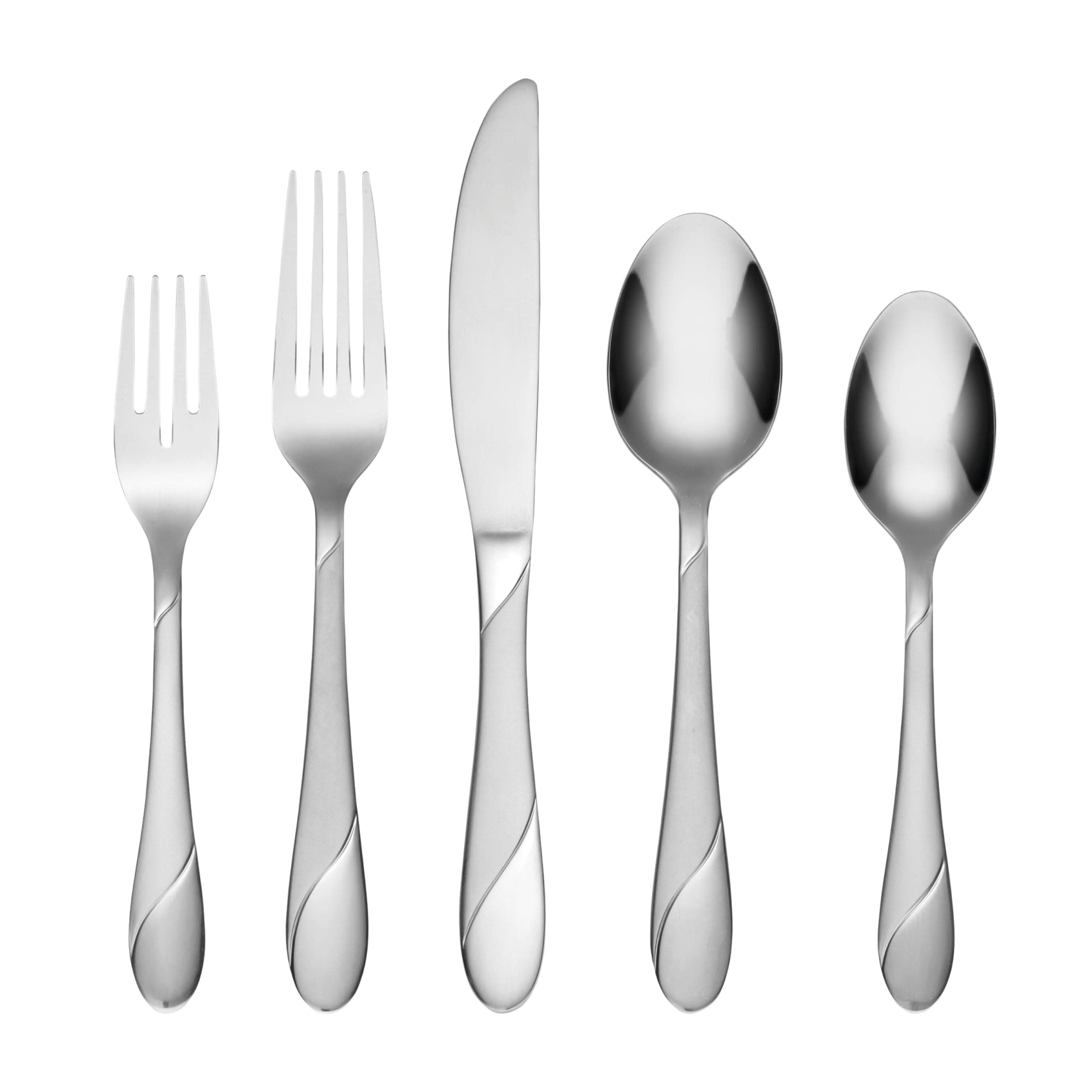 Cambridge Silversmiths Swirl Sand Piece Flatware Set, 89 Count, Silver
