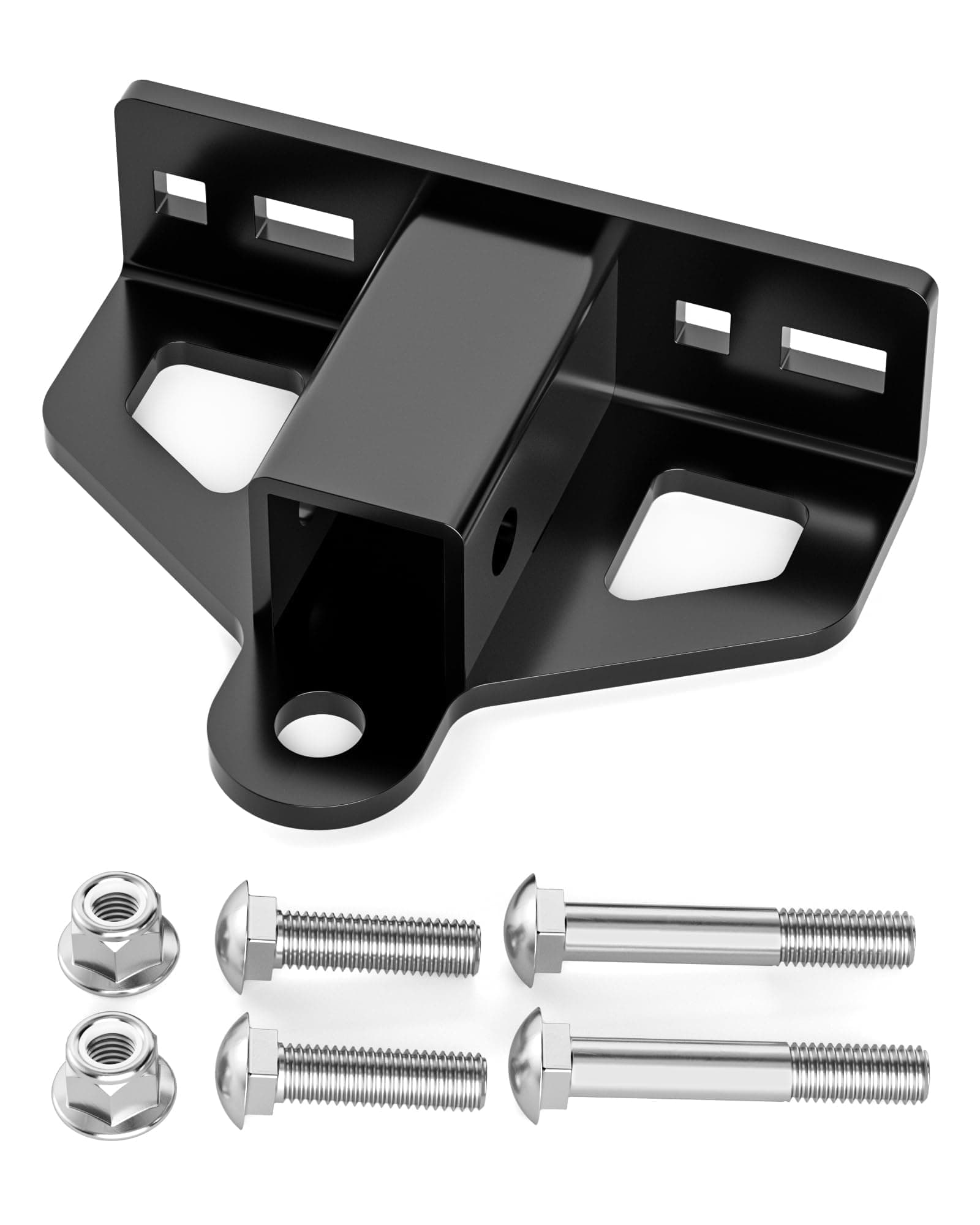 Zero Turn Lawn Mower Hitch with 1-1/4" Receiver, 6mm Thicker Heavy Duty Steel Trailer Receiver Hitch, Universal Upgrade 1-1/4 Hitch Receiver with Versatile Chain Slot and Carriage Bolt Hardware