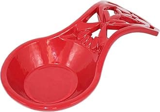 Spoon Rest Vintage Metal Kitchen Spoon Rest, Cast Iron for Cooking Home Decor (Red, 4.2" * 8.9")