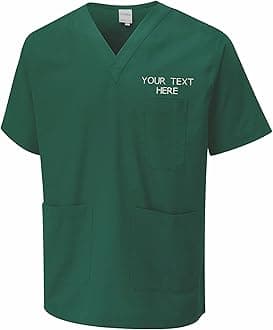 CustomPersonalised Embroidered Your Text Scrubs Tunic Health Care Hospital Medical Uniform Women Men Nurse Uniform Workwear Doctor Nurse Dress V Neck Line Regular Fit Top