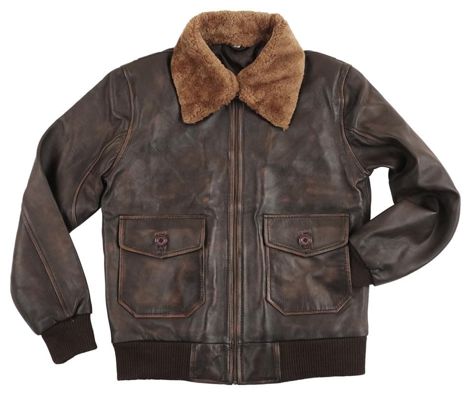 SpazeUp A2 Leather Jacket Men - Air Force Pilot Flight Distressed Brown Leather Jacket Men