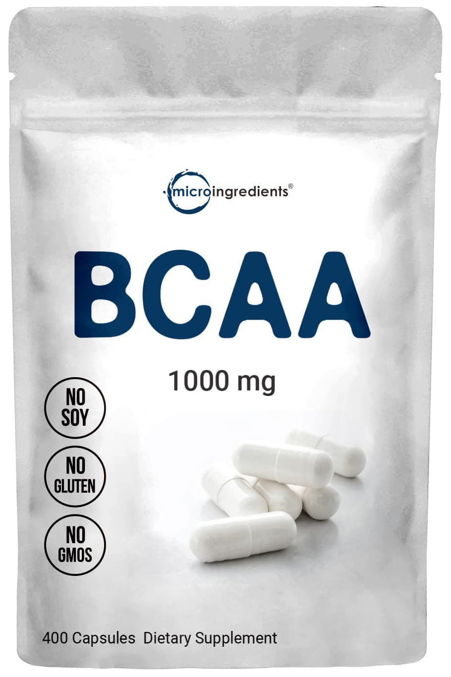 Micro Ingredients Instantized BCAA Supplement, BCAA 1000mg Per Serving, 400 Capsules, Keto Friendly Branched Chain Essential Amino Acids, Non-GMO