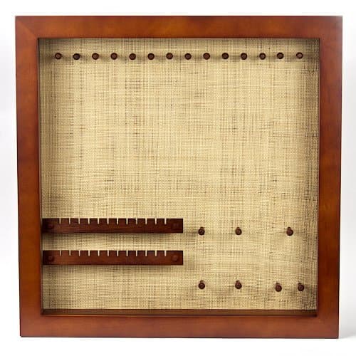 Large Brown Raffia Wall-Mounted Combo Jewelry Organizer Box