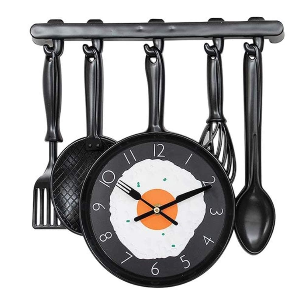 Muellery Kitchen Decorative Frying Pan Wall Mounted Clock with Fried Egg for Dinning Hall Restaurant Café TPCA54336-P